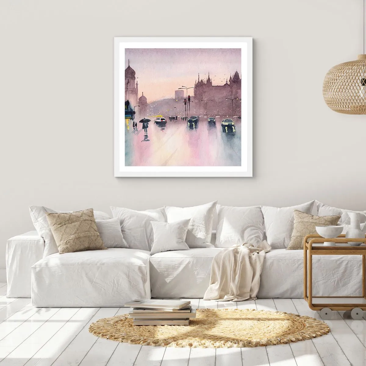 Poster in white frmae - In a Rainy Fog - 30x30 cm