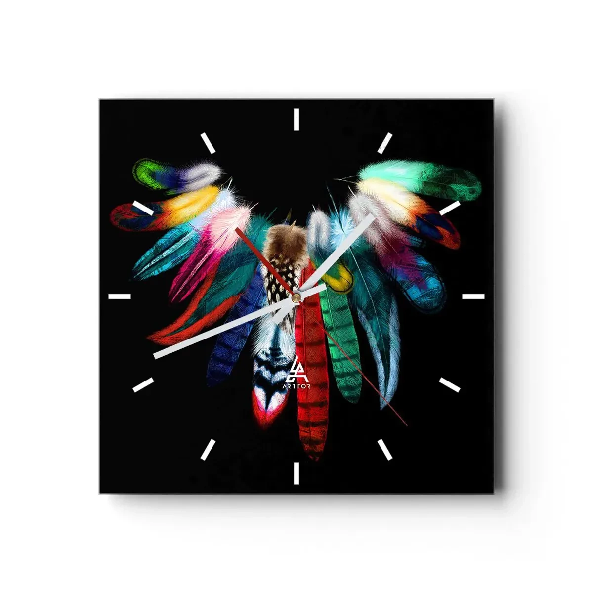 Wall clock - Clock on glass - Indian Necklace - 30x30 cm