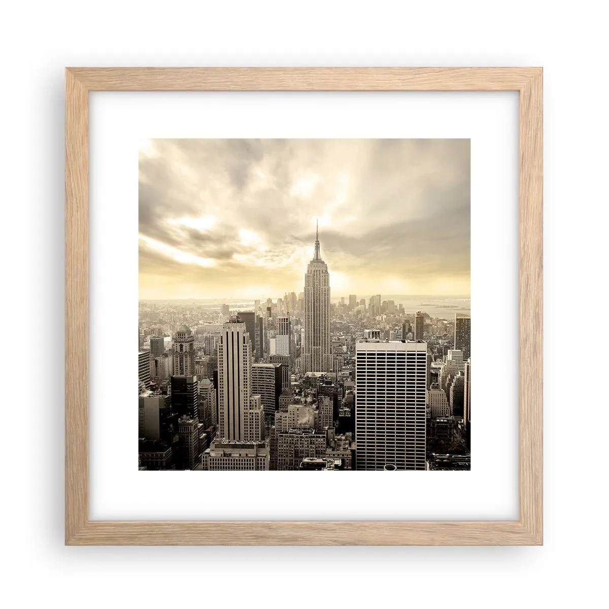 Poster in light oak frame - New York Woven in Grey - 30x30 cm