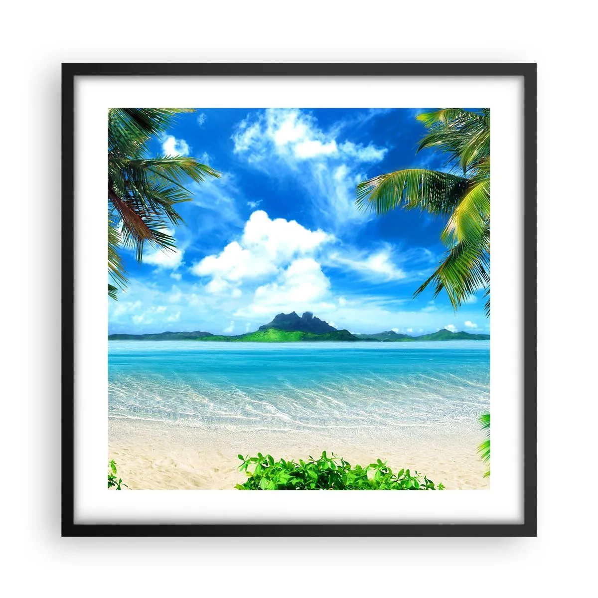 Poster in black frame - Blue Tropics - 50x50 cm