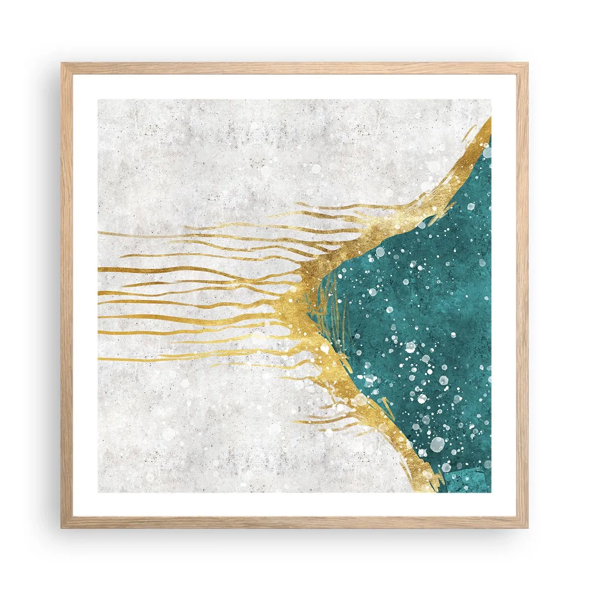 Poster in light oak frame - Golden Tide - 60x60 cm
