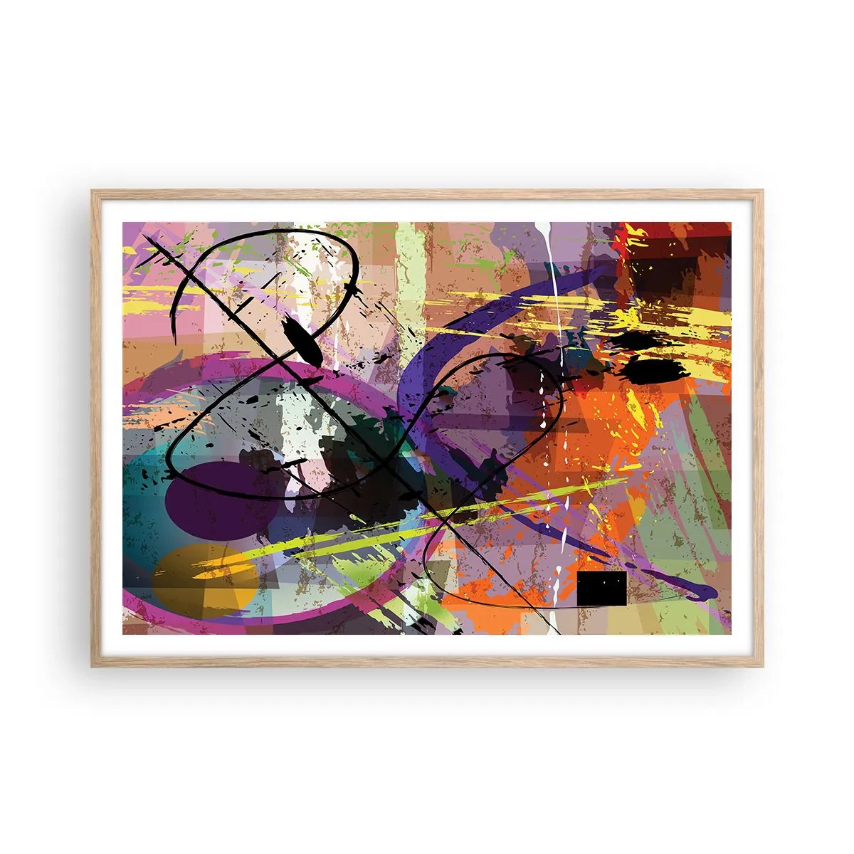 Poster in light oak frame - Straight Ahead or Around - 100x70 cm