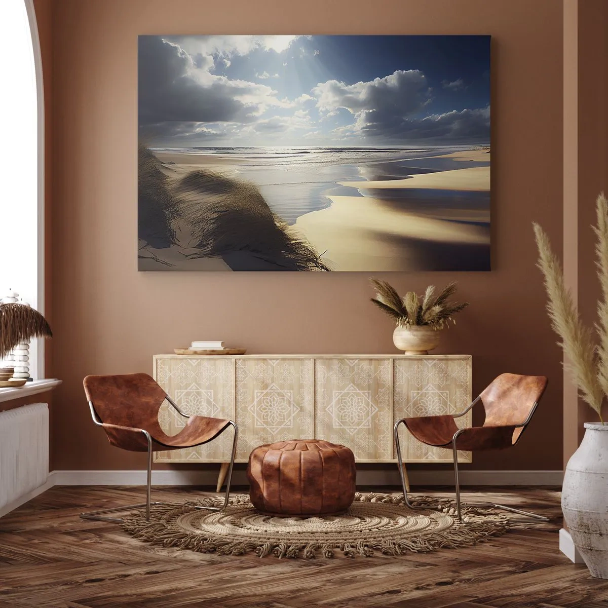 Canvas picture - A wild beach with dunes and blue skies - 70x50cm - Beach, Wild Beach - Modern wall decoration for the living room and bedroom ARTTOR