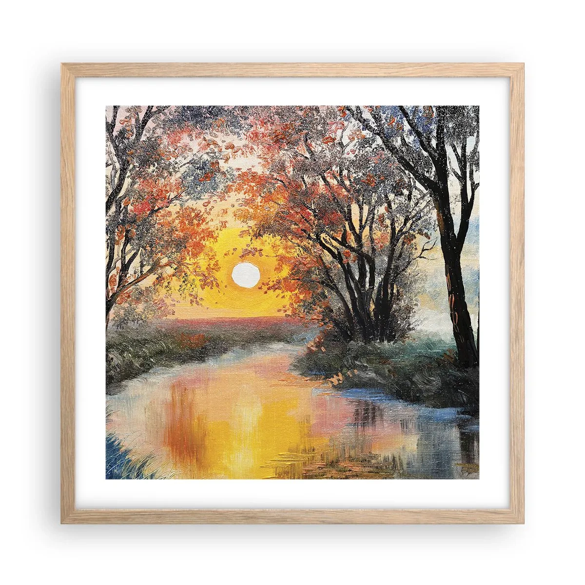 Poster in light oak frame - Autumn Impressions - 50x50 cm