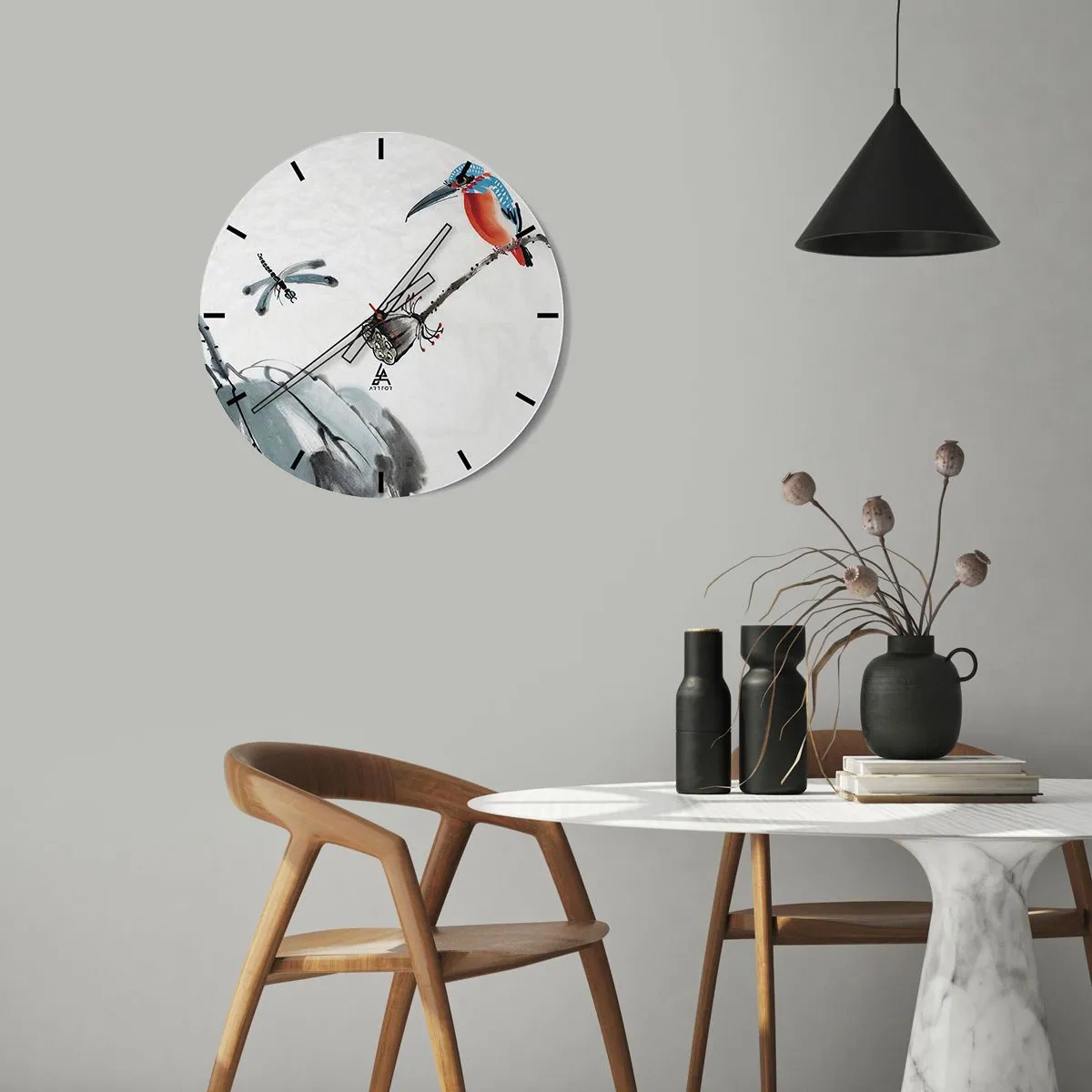 Wall clock - Clock on glass - Life of a Meadow - 30x30 cm