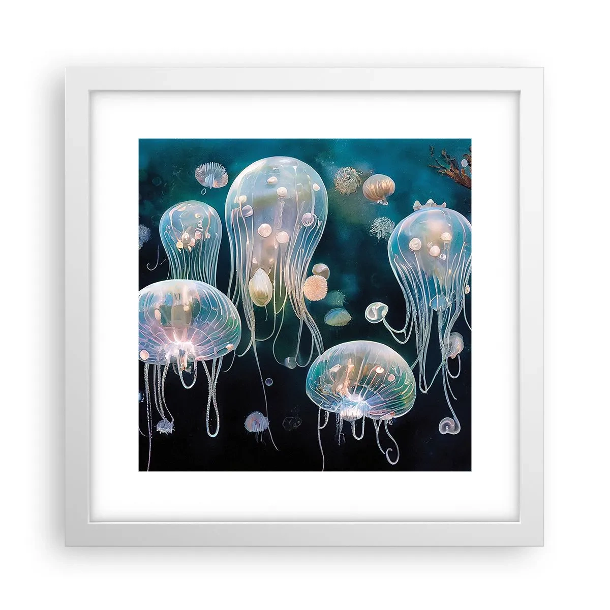 Poster in white frmae - Underwater Ball - 30x30 cm