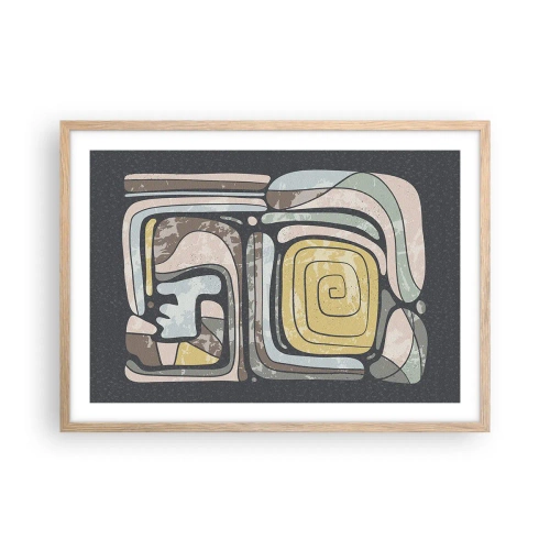 Poster in light oak frame - Abstract in Precolumbian Style - 70x50 cm