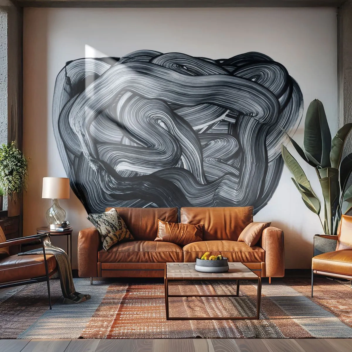 Photo Wallpaper Premium Sand - It's Not So simple - Abstraction, Graphics, Black and white - 100x70 cm