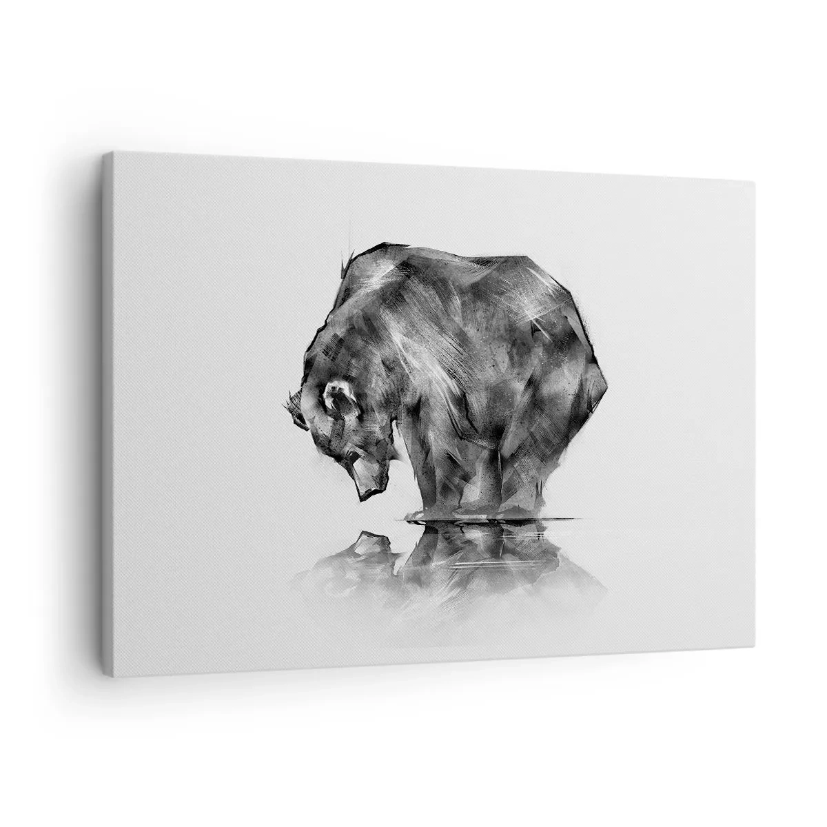 Canvas picture - A drawing of a bear in a minimalist style - 70x50cm - Nice to See Someone Close - Modern wall decoration for the living room and bedroom ARTTOR