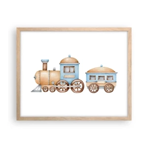 Poster in light oak frame - Standing at the Station… - 50x40 cm