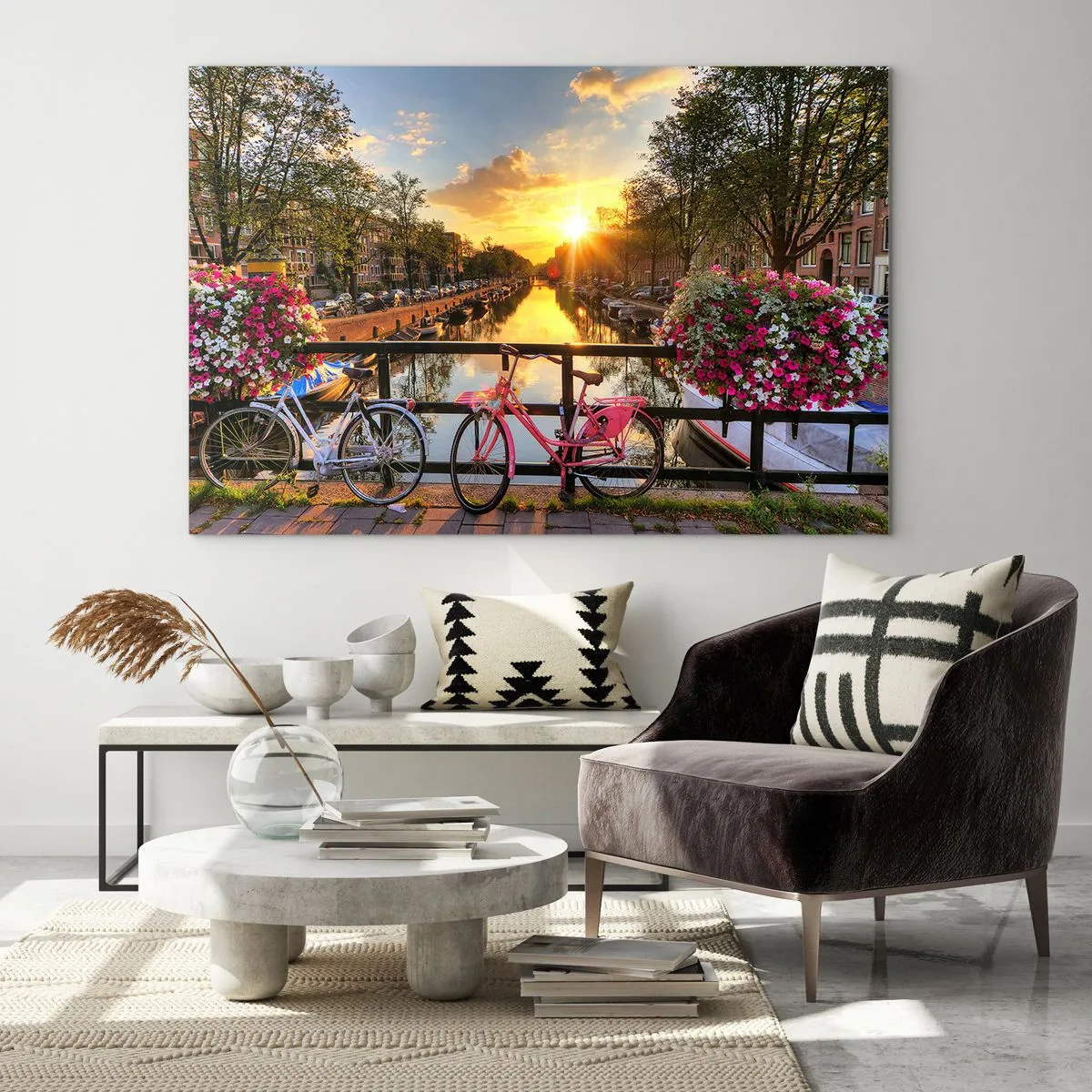 Glass picture - Spring Morning in Amsterdam - 100x70 cm
