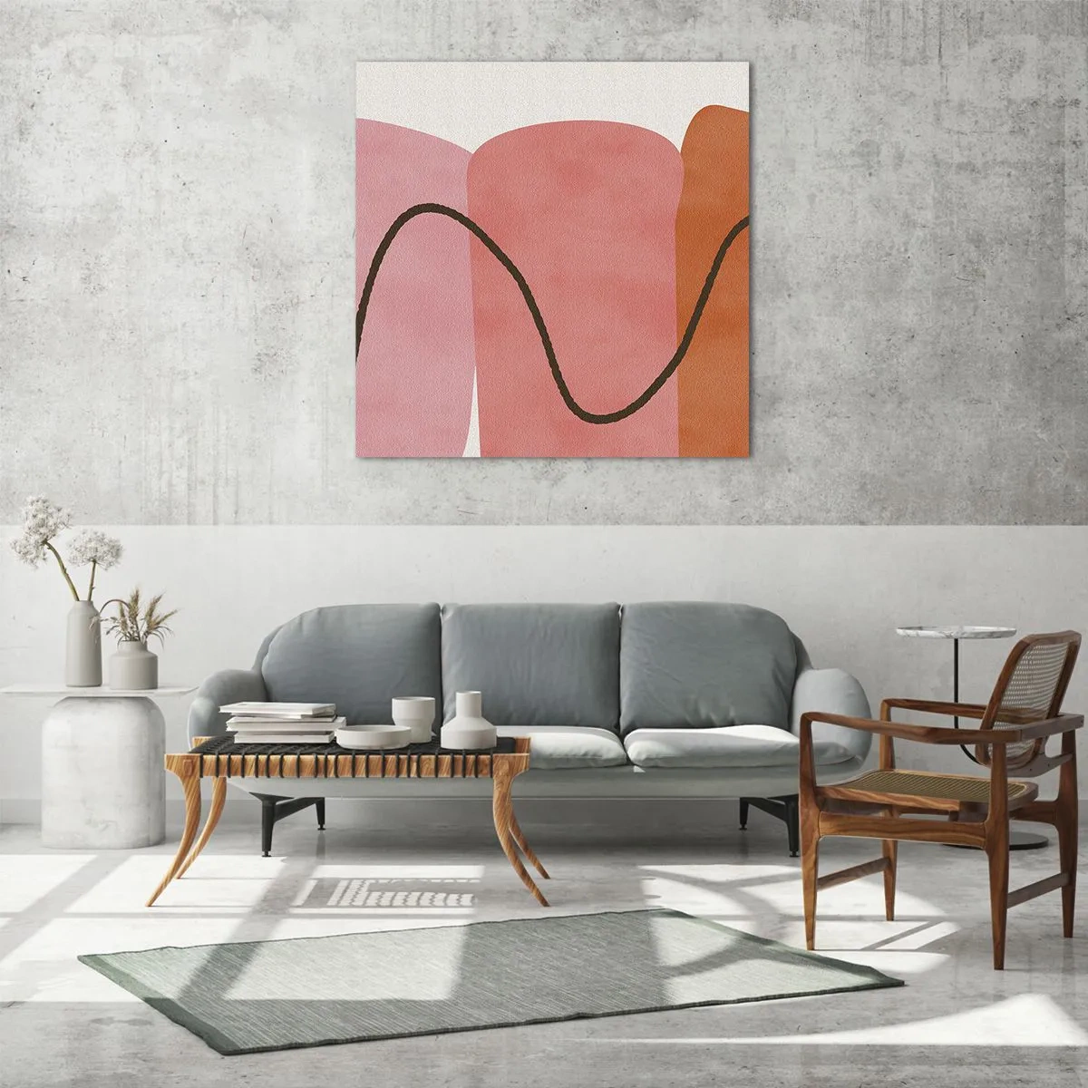 Glass picture - Gentle Movement of forms - 70x70 cm