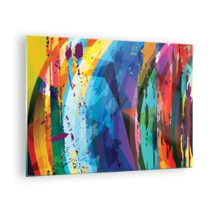 Glass picture - Colorful abstraction with dynamic shapes - 70x50cm - Outburst of Colours - Modern wall decoration for the living room and bedroom ARTTOR