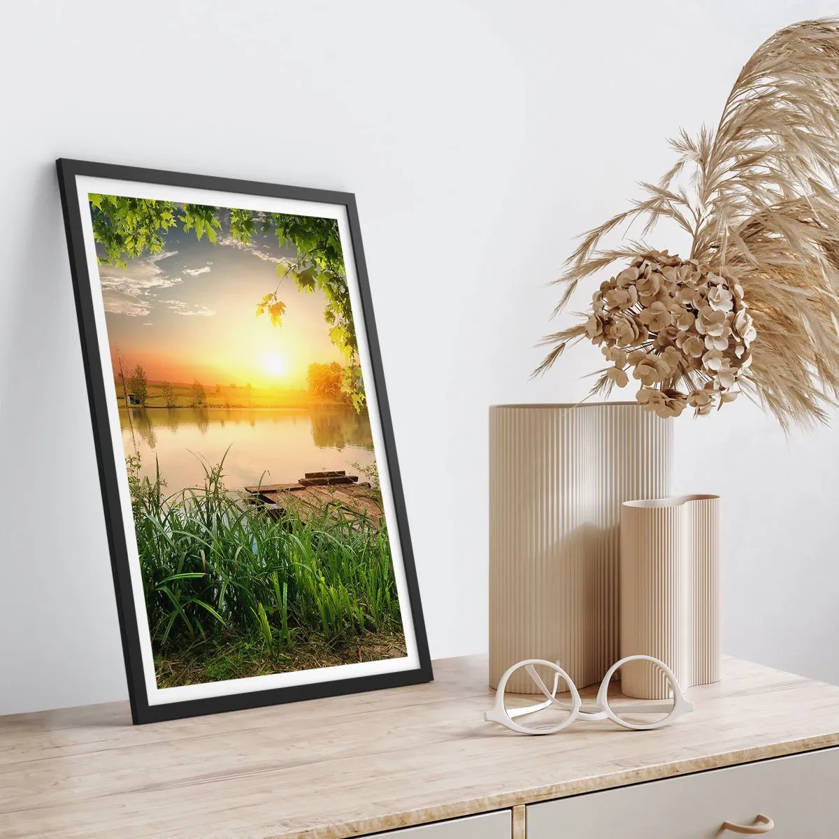 Poster in black frame - Landscape in a Green Frame - 70x100 cm
