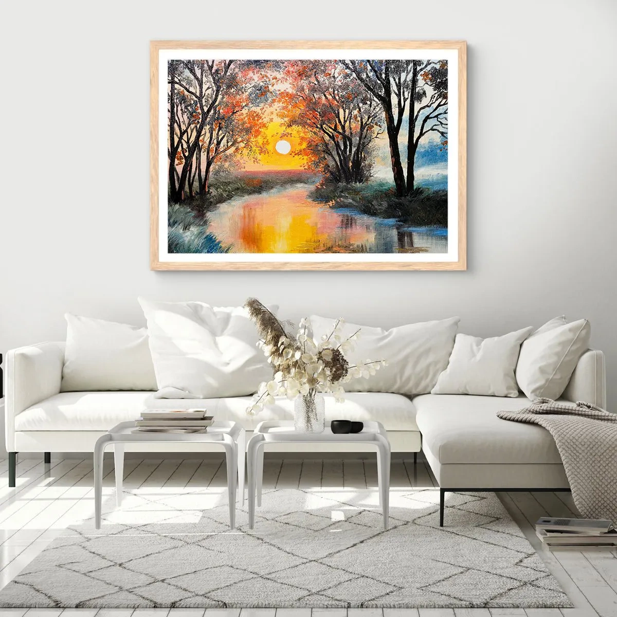 Poster in light oak frame - Autumn Impressions - 70x50 cm