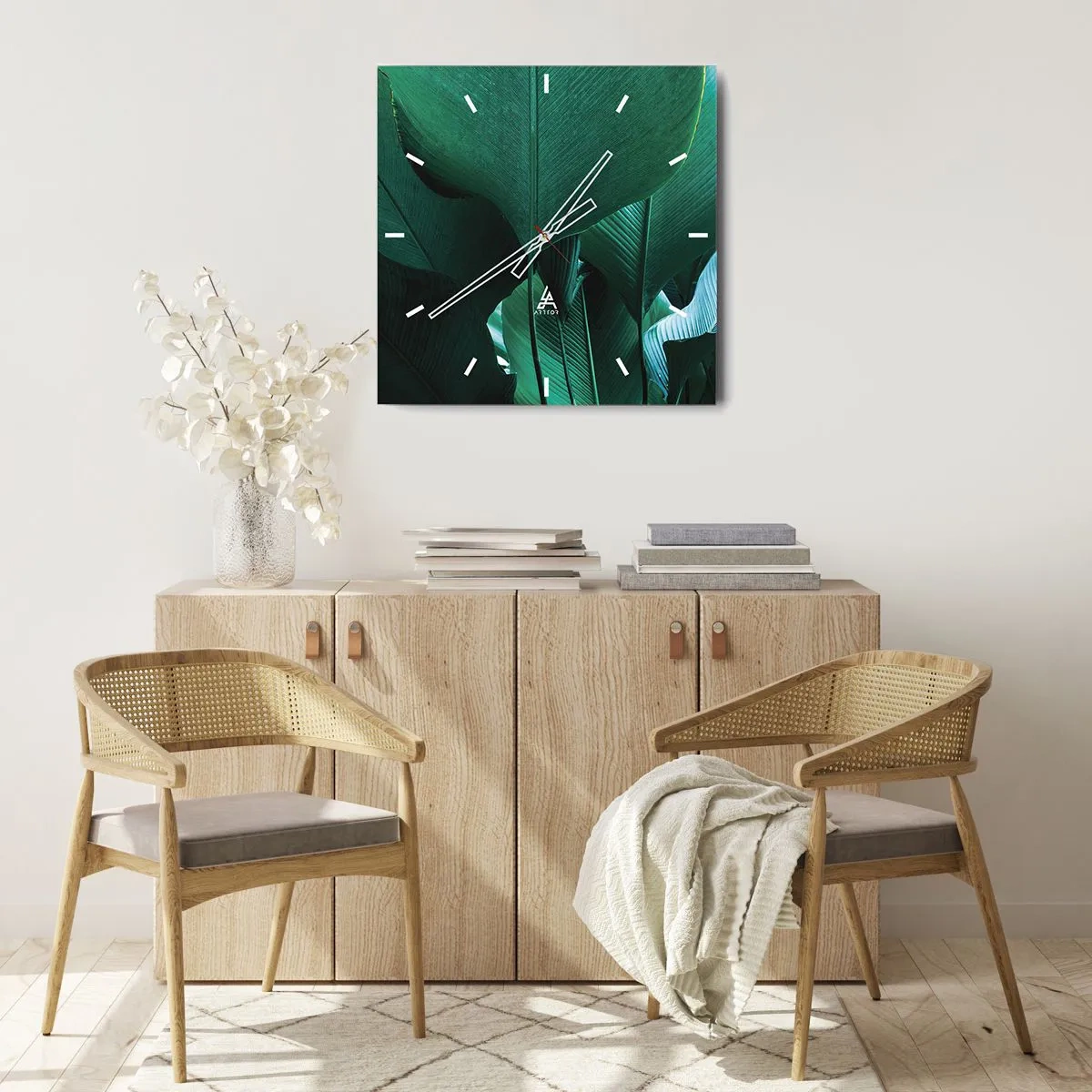 Wall clock - Clock on glass - Turned towards Light - 30x30 cm