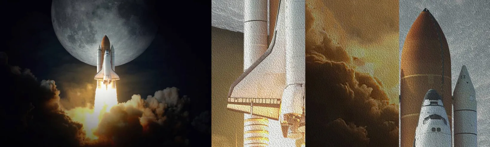 Photo Wallpaper Sample Premium Sand - Beginning of Unearthly Adventure - Moon, A space rocket, NASA - 100x30 cm