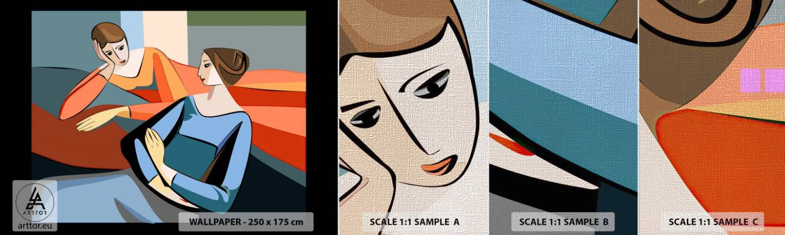 Photo Wallpaper Sample Premium Canvas - Time for Confession - Cubism, Portrait, Women - 100x30 cm