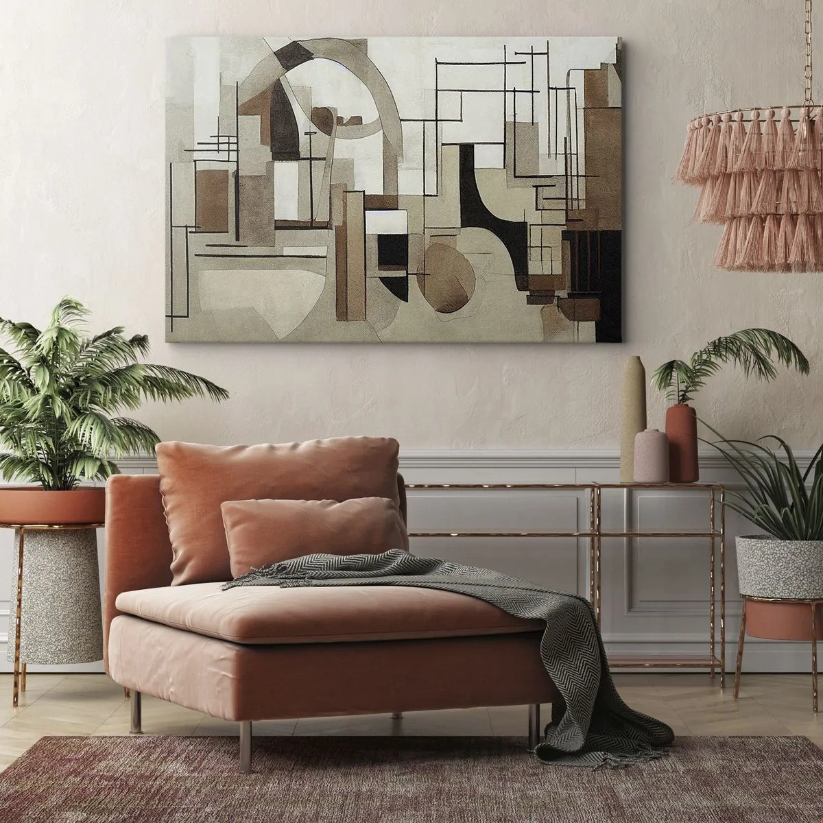 Canvas picture - Architectural abstraction in beige and brown - 70x50cm - City Landscape 2.0 - Modern wall decoration for the living room and bedroom ARTTOR