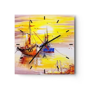 Wall clock - Clock on glass - Deserved Rest in Port - 30x30 cm