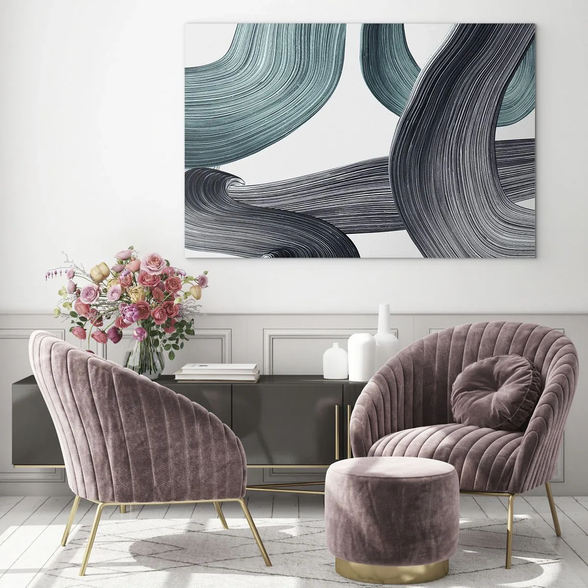 Glass picture - Emerald and Black Trails - 120x80 cm