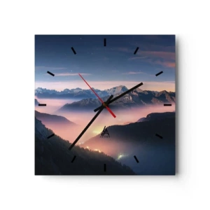 Wall clock - Clock on glass - Light in the Valleys - 30x30 cm