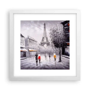 Poster in white frmae - Parisian Walk - 30x30 cm