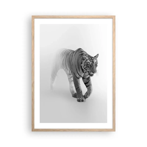 Poster in light oak frame - Crouching in Fog - 50x70 cm