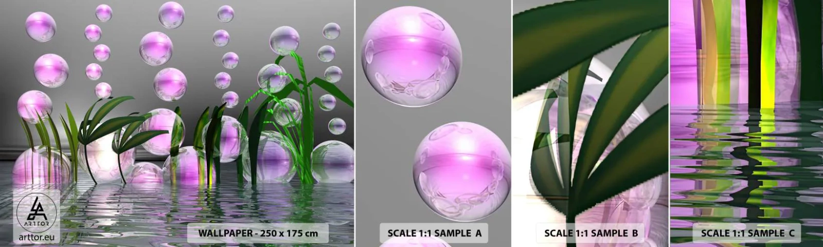 Photo Wallpaper Sample Self-Adhesive Deluxe Sticker - Reflexive Composition of Lightness and Life - Abstraction, Graphics, 3D - 100x30 cm