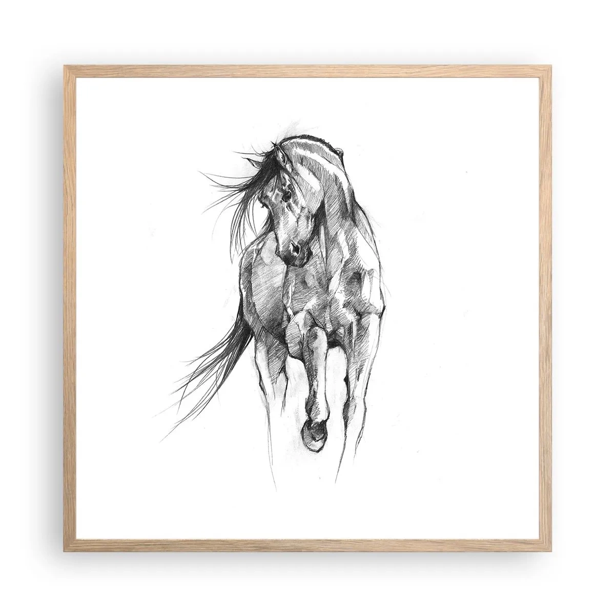 Poster in light oak frame - In a Graceful Trot - 60x60 cm