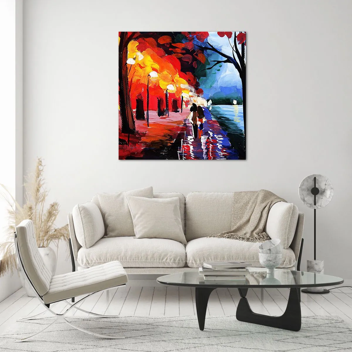Glass picture - Flaming Autumn in the Park - 50x50 cm