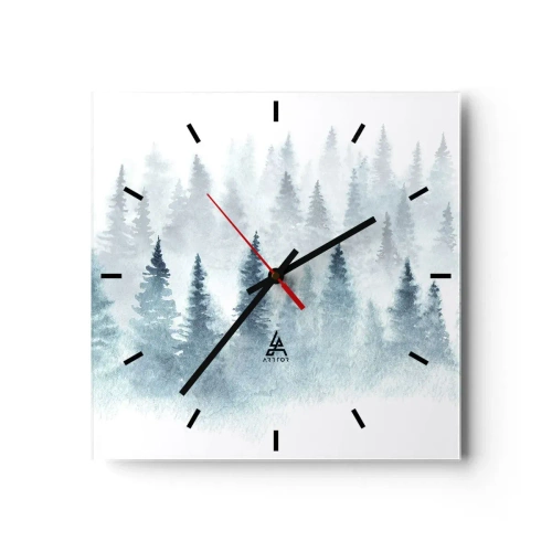Wall clock - Clock on glass - Wrapped up in a Fog - 30x30 cm