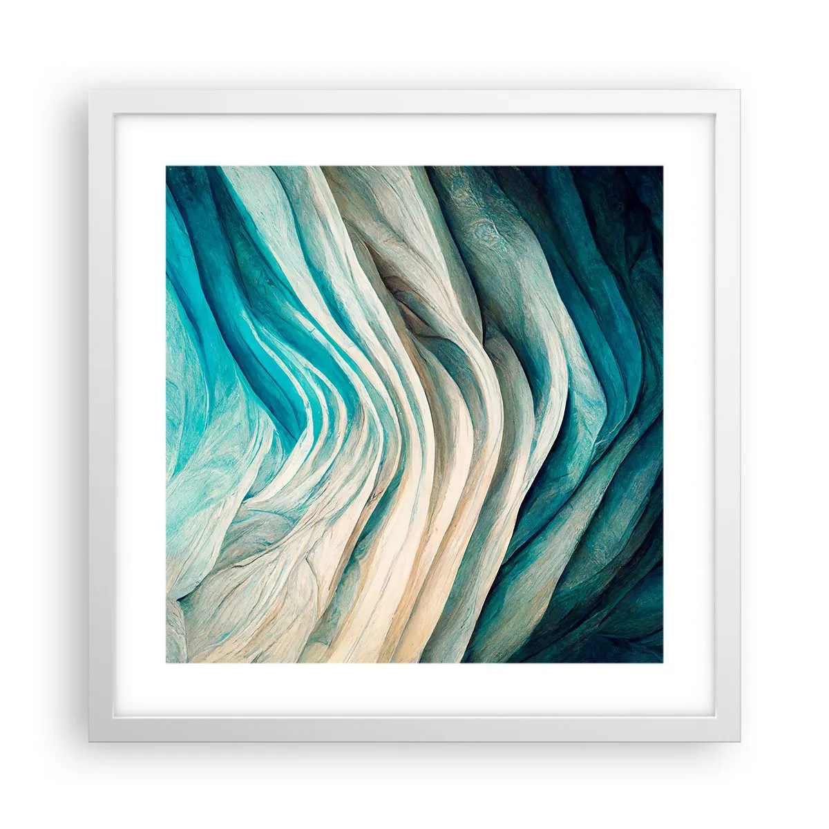 Poster in white frmae - Blue Insatiability - 40x40 cm