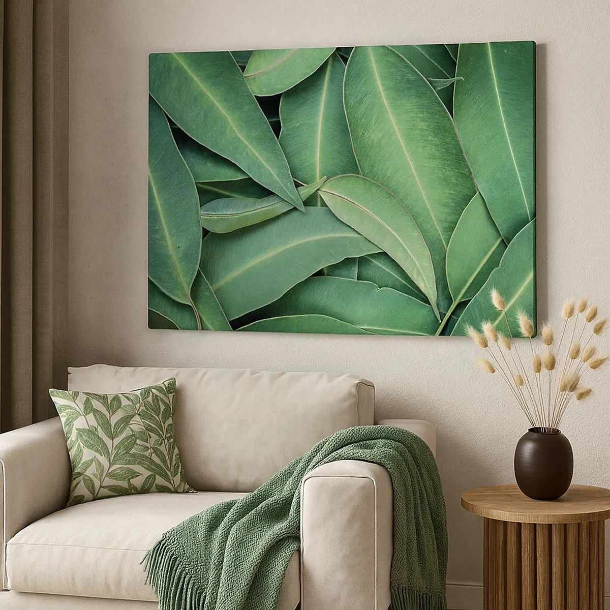 Canvas picture - Close-up of green leaves creating a natural pattern - 70x50cm - Juicy and Fresh - Modern wall decoration for the living room and bedroom ARTTOR