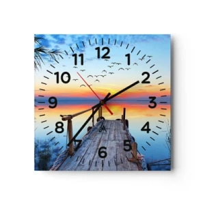 Wall clock - Clock on glass - Time to Come Back… - 30x30 cm