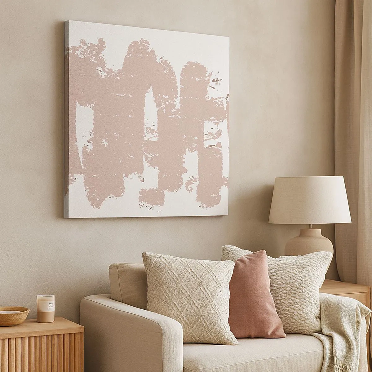 Canvas picture - Abstract in Delicate Pink - 30x30 cm