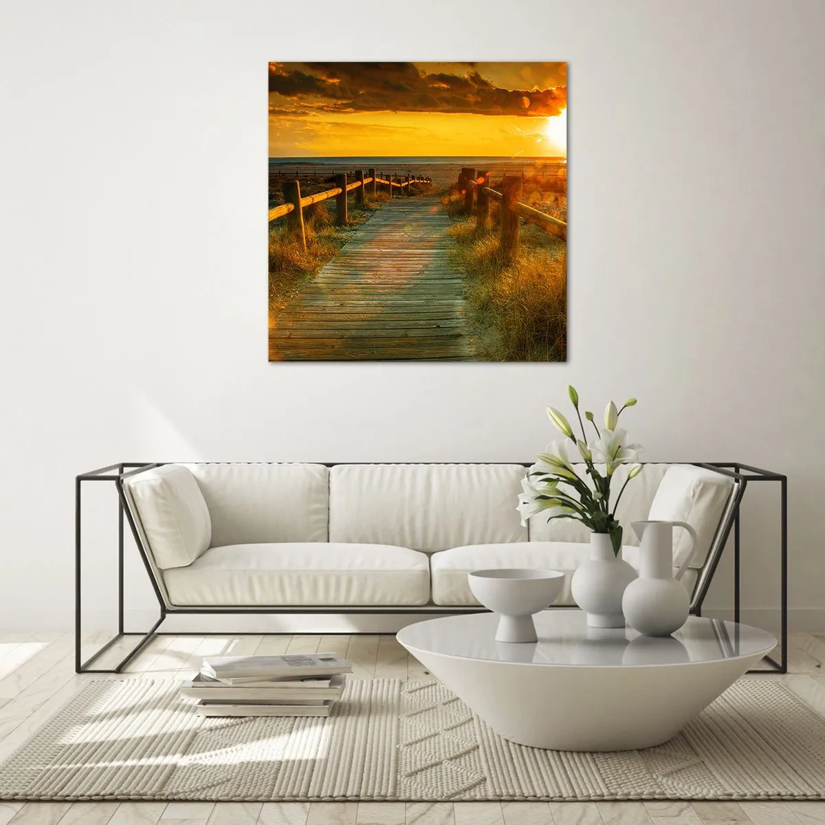 Glass picture - Bathed in Old Gold - 30x30 cm