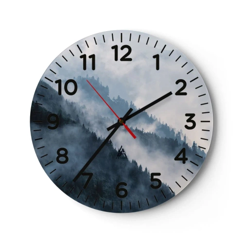 Wall clock - Clock on glass - Mysticism of the Mountains - 40x40 cm