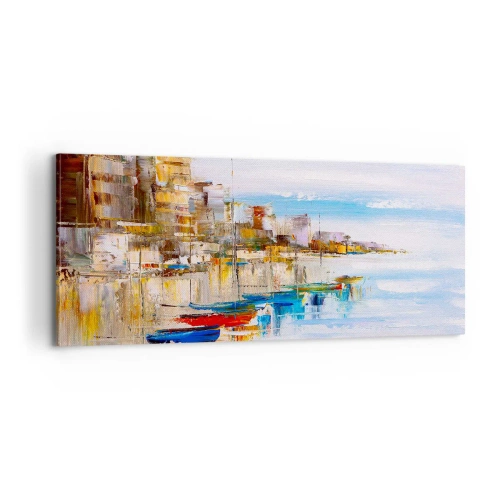 Canvas picture - Multicolour Town Marina - 100x40 cm