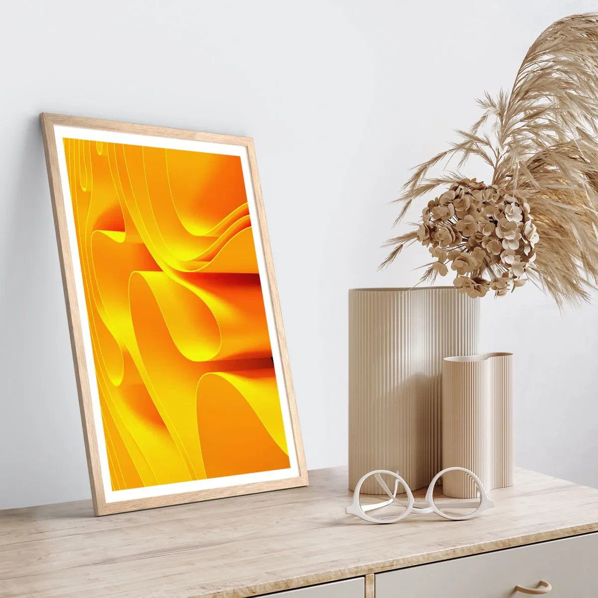 Poster in light oak frame - Like Waves of the Sun - 70x100 cm