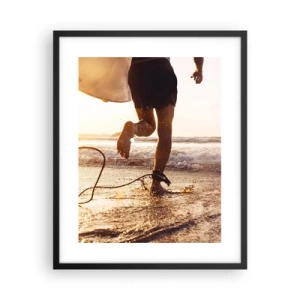 Poster in black frame - Encounter with a Wave - 40x50 cm