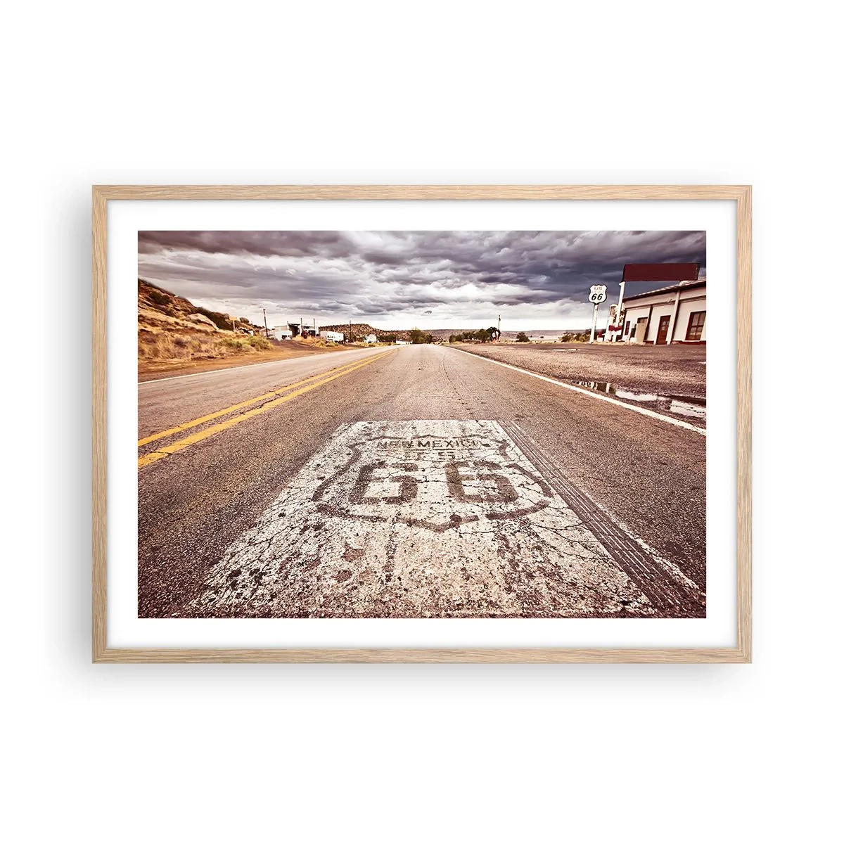 Poster in light oak frame - Mother Road - American Legend - 70x50 cm