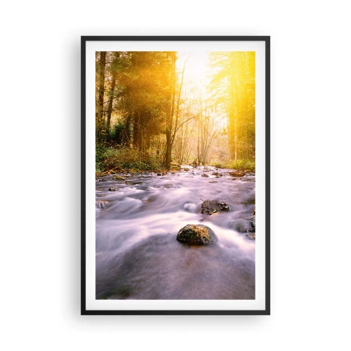 Poster in black frame - Malachite in Silver and Gold Setting - 61x91 cm