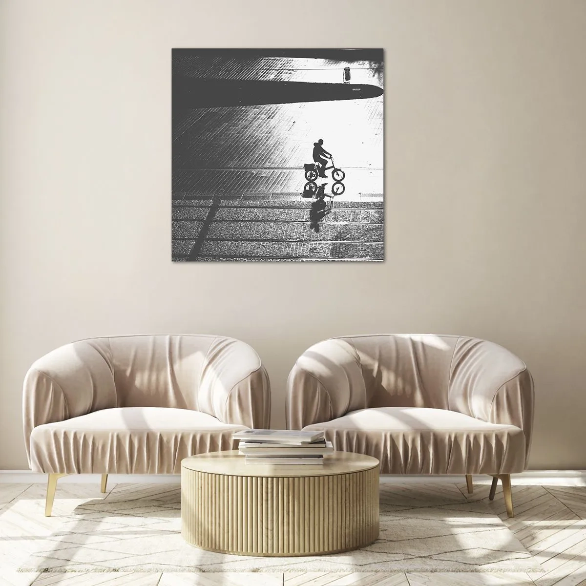 Glass picture - Straight ahead, through the City - 40x40 cm