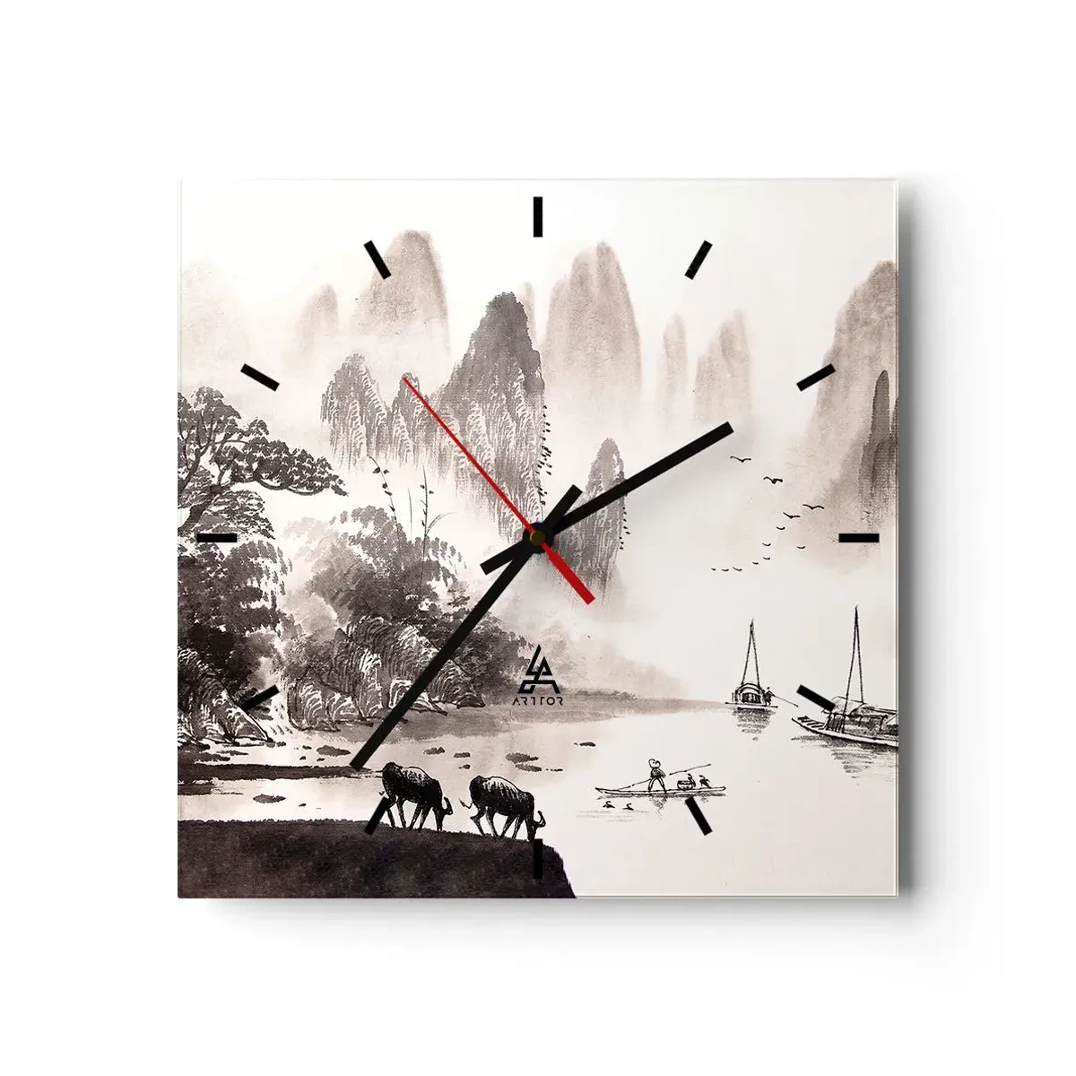 Wall clock - Clock on glass - Everyday Life in the East - 40x40 cm