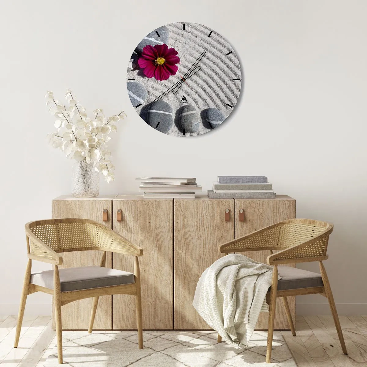 Wall clock - Clock on glass - Energy and Tranquillity of the Magic Circle of Nature - 30x30 cm