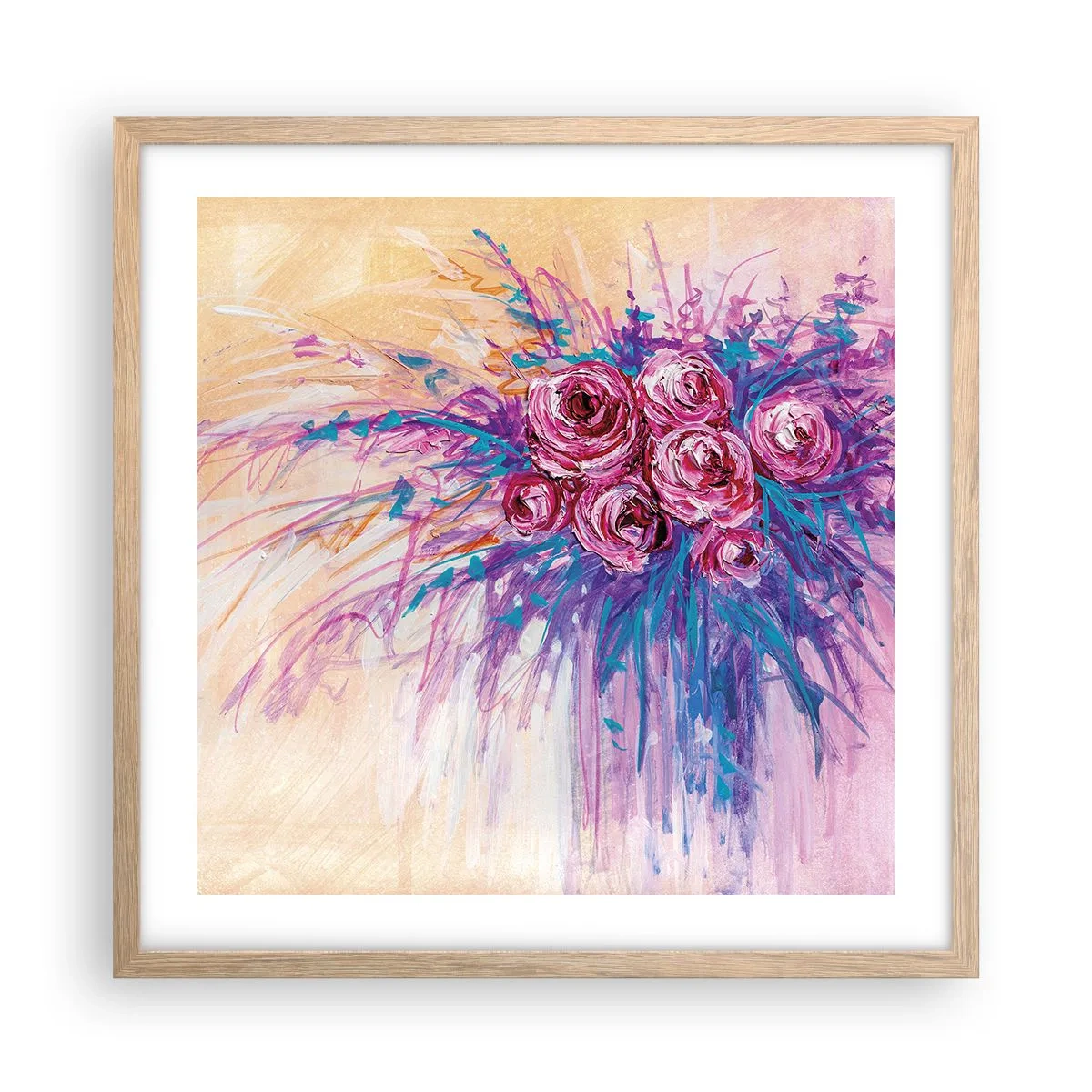 Poster in light oak frame - Rose Fountain - 50x50 cm