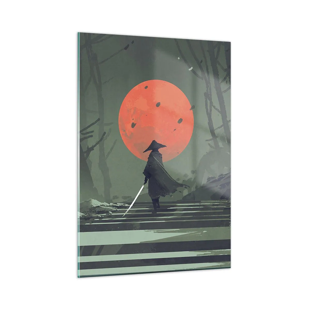 Glass picture - Red Moon Warrior - 50x70 cm