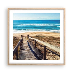 Poster in light oak frame - Run! - 50x50 cm