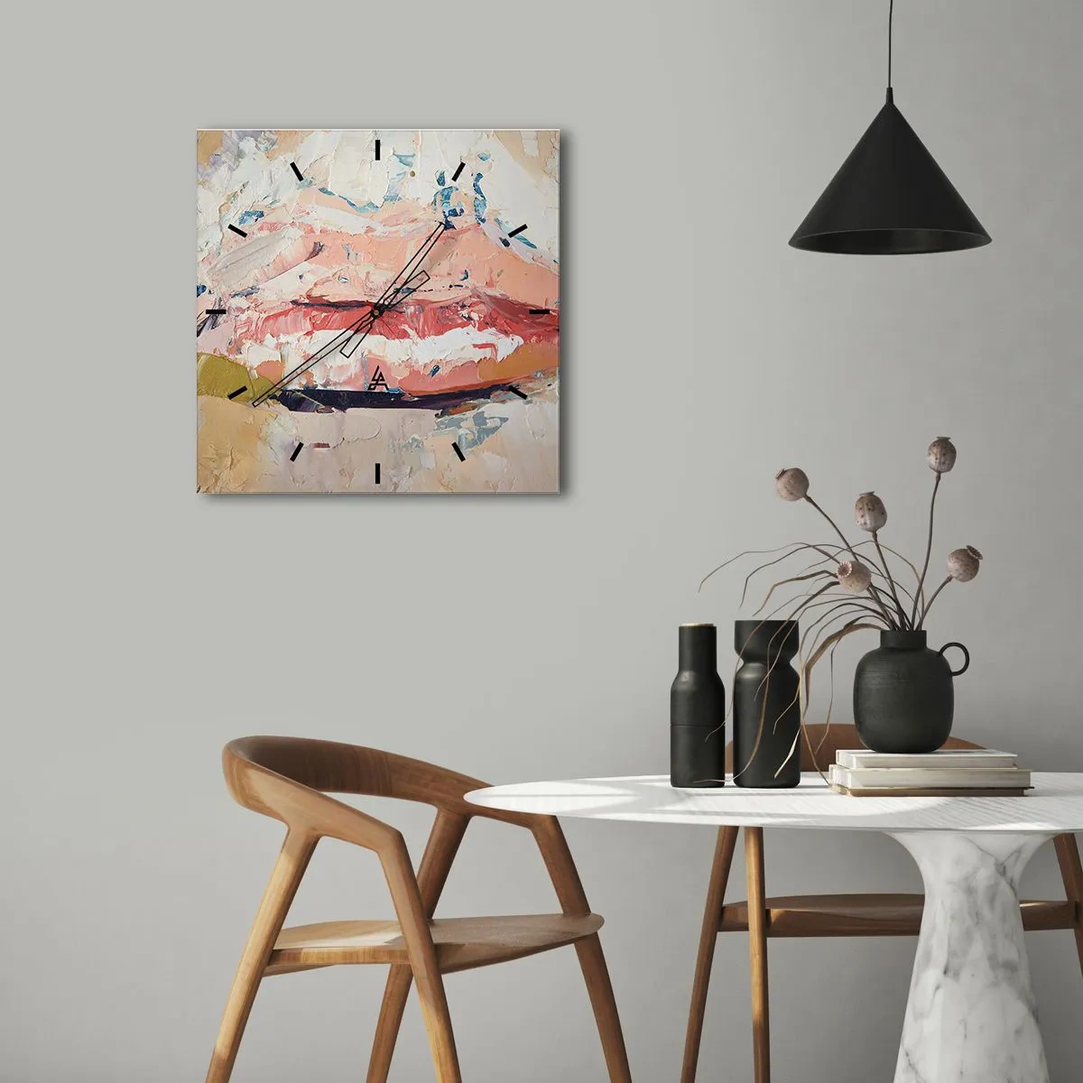 Wall clock - Clock on glass - It Awakens the Senses - 30x30 cm